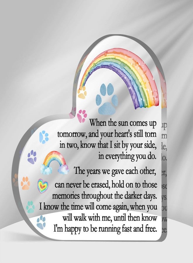 Toerifer Rainbow Bridge Pet Memorial Gifts, Dog Cat Passing Away Remembrance Keepsake for Desk Shelf, Loss Pet Gifts for Women Men, Loss of Dog Sympathy Condolences Acrylic Decorations - Image 1